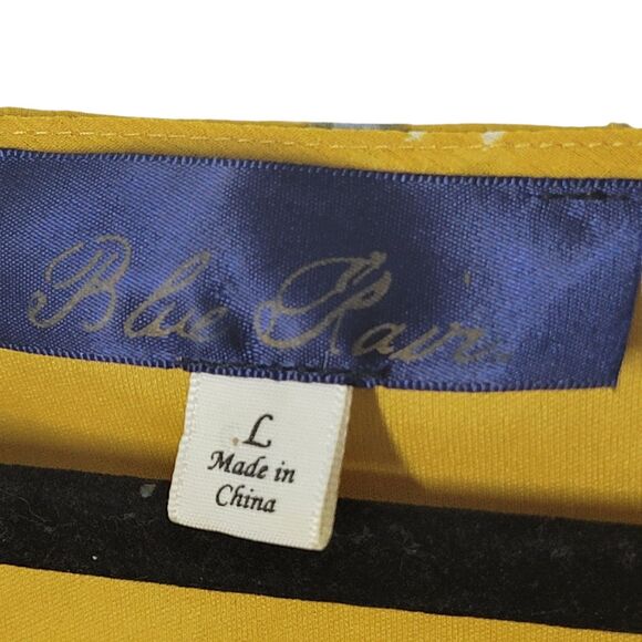 Blue Rain Womens Sz L Yellow Floral Long Sleeve Crop Top Blouse - Picture 7 of 11